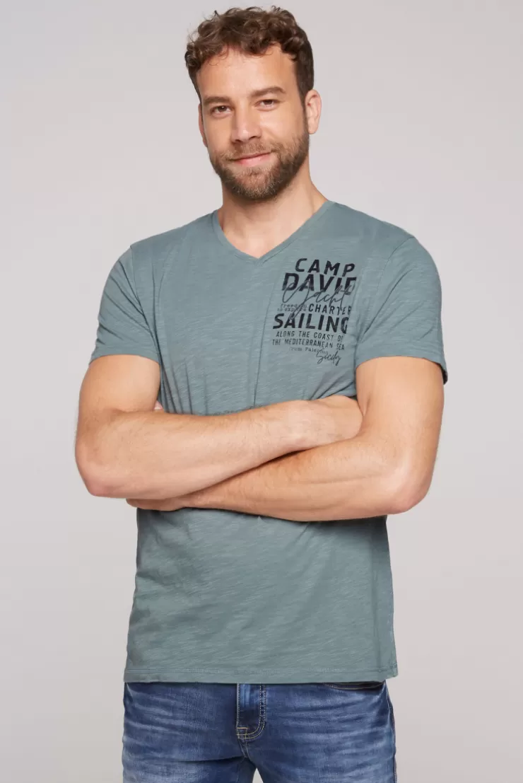 CAMP DAVID & SOCCX T-Shirt mit V-Neck und Print grey green | S greygreen Online