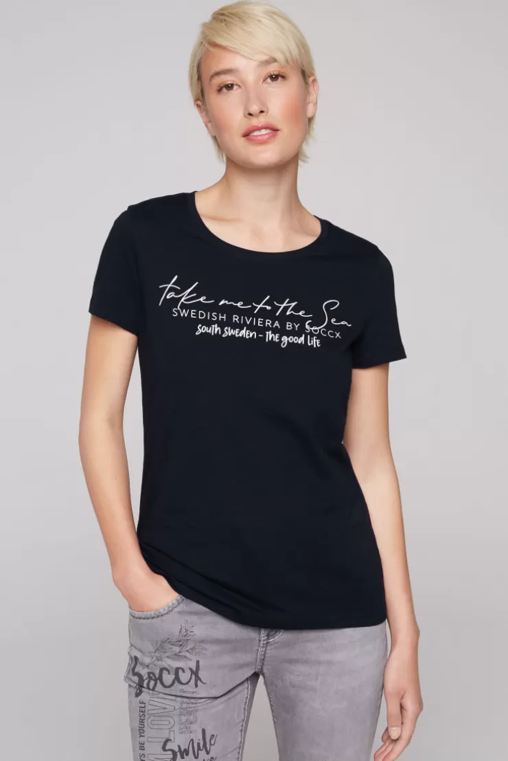 CAMP DAVID & SOCCX T-Shirt  mit Wording Print black Sale