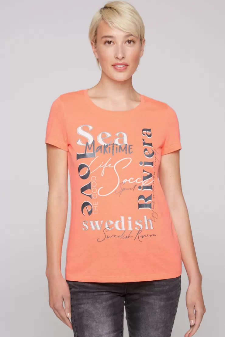 CAMP DAVID & SOCCX T-Shirt mit Wording Print neon orange neonorange Best