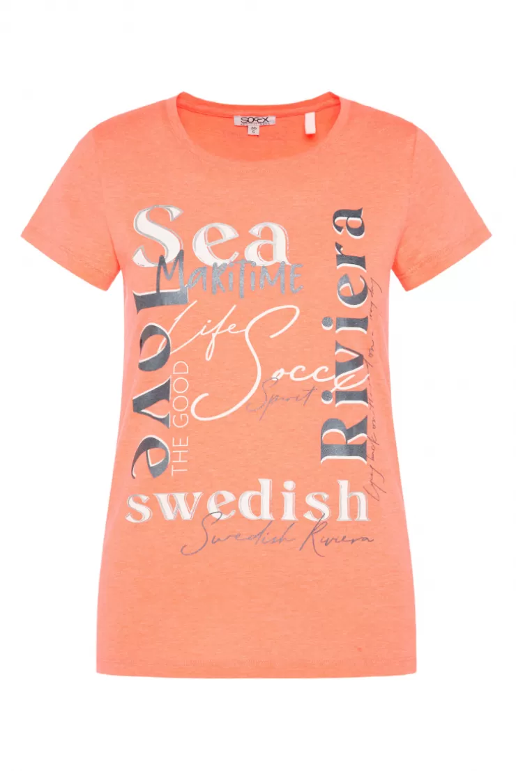 CAMP DAVID & SOCCX T-Shirt mit Wording Print neon orange neonorange Best