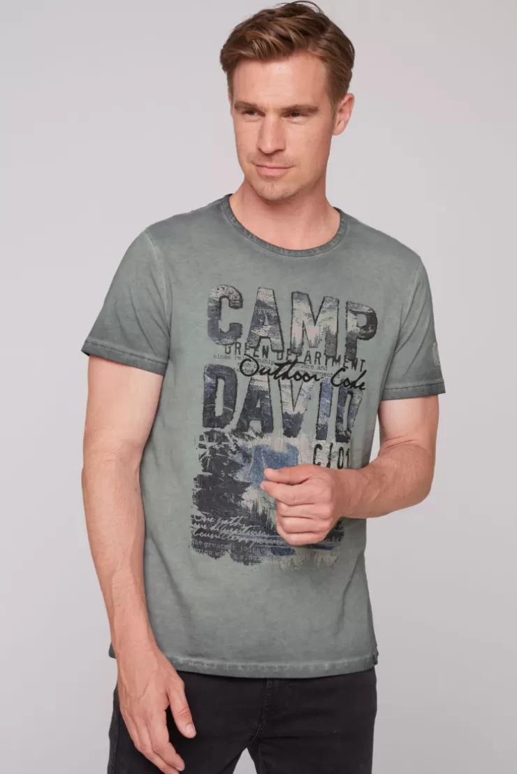 CAMP DAVID & SOCCX T-Shirt Oil Dyed mit Photoprint deep forest deepforest Store