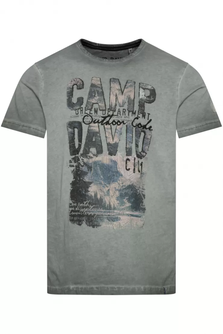 CAMP DAVID & SOCCX T-Shirt Oil Dyed mit Photoprint deep forest deepforest Store