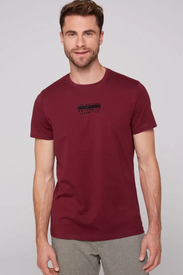 CAMP DAVID & SOCCX T-Shirt Rundhals mit Logo Print burgundy Best Sale