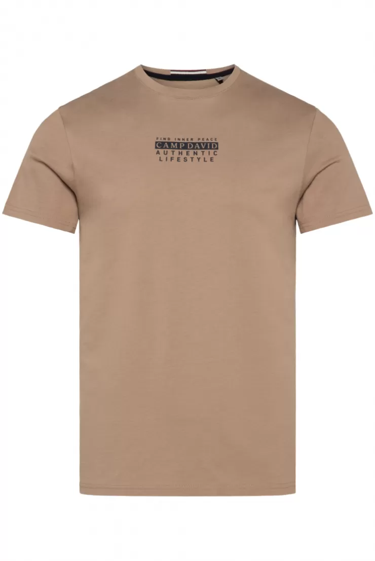 CAMP DAVID & SOCCX T-Shirt Rundhals mit Logo Print tan Discount