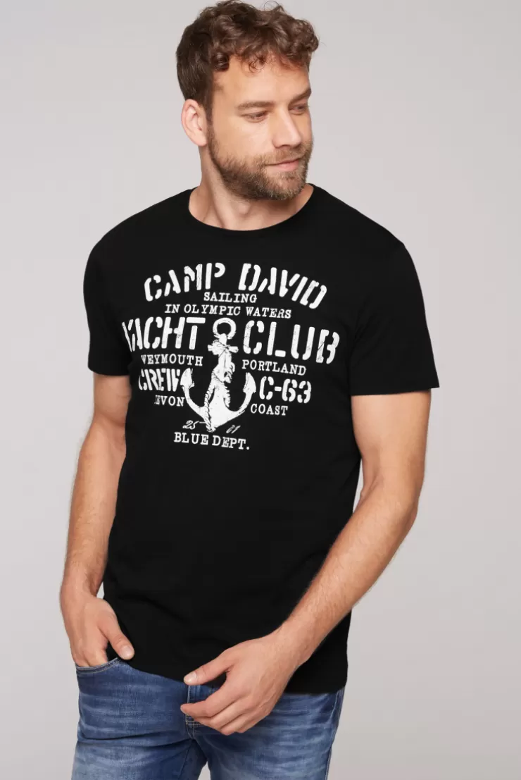 CAMP DAVID & SOCCX T-Shirt Rundhals mit Used Print | S black Best Sale