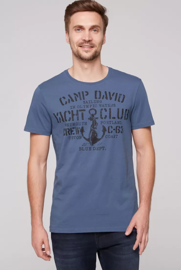 CAMP DAVID & SOCCX T-Shirt Rundhals mit Used Print blue haze | S bluehaze Shop