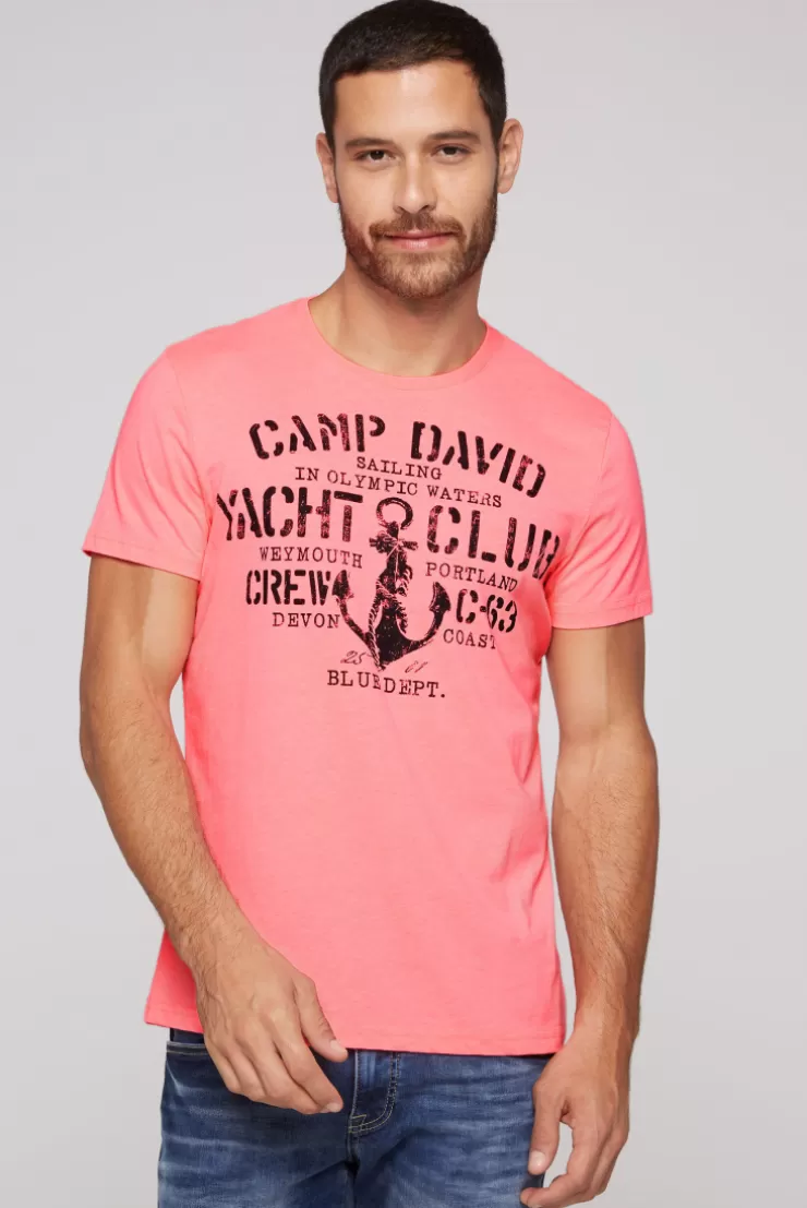 CAMP DAVID & SOCCX T-Shirt Rundhals mit Used Print neon pink | S neonpink Discount