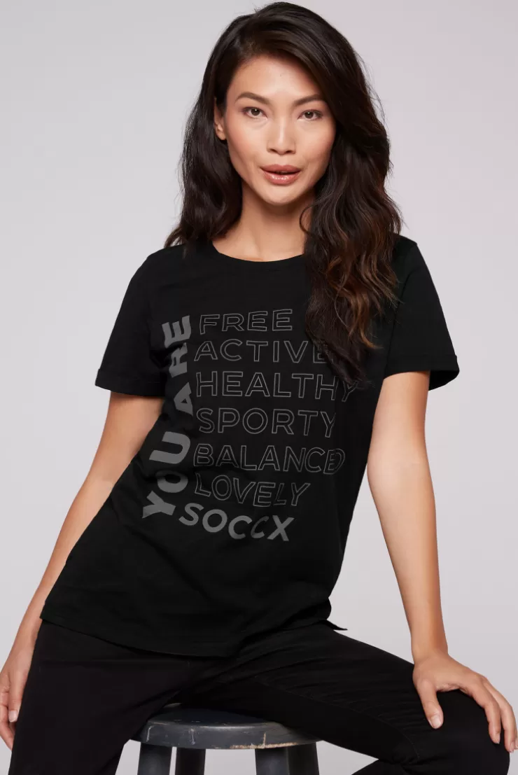 CAMP DAVID & SOCCX T-Shirt Rundhals mit Wording Print black Outlet