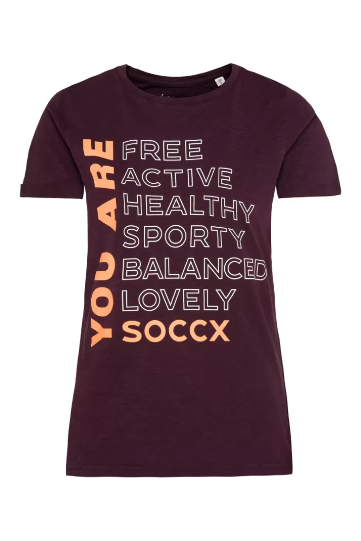 CAMP DAVID & SOCCX T-Shirt Rundhals mit Wording Print deep plum deepplum Hot