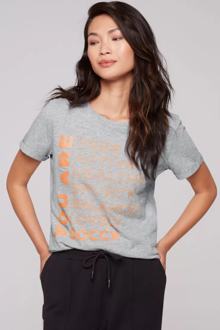 CAMP DAVID & SOCCX T-Shirt Rundhals mit Wording Print grey melange greymelange Hot