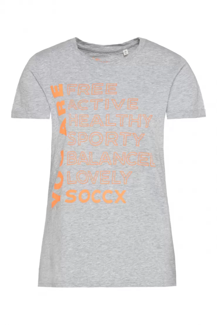 CAMP DAVID & SOCCX T-Shirt Rundhals mit Wording Print grey melange greymelange Hot