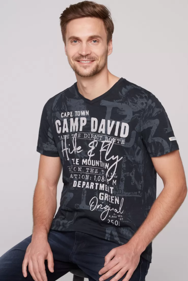 CAMP DAVID & SOCCX T-Shirt V-Neck mit All Over Print blue navy bluenavy Shop