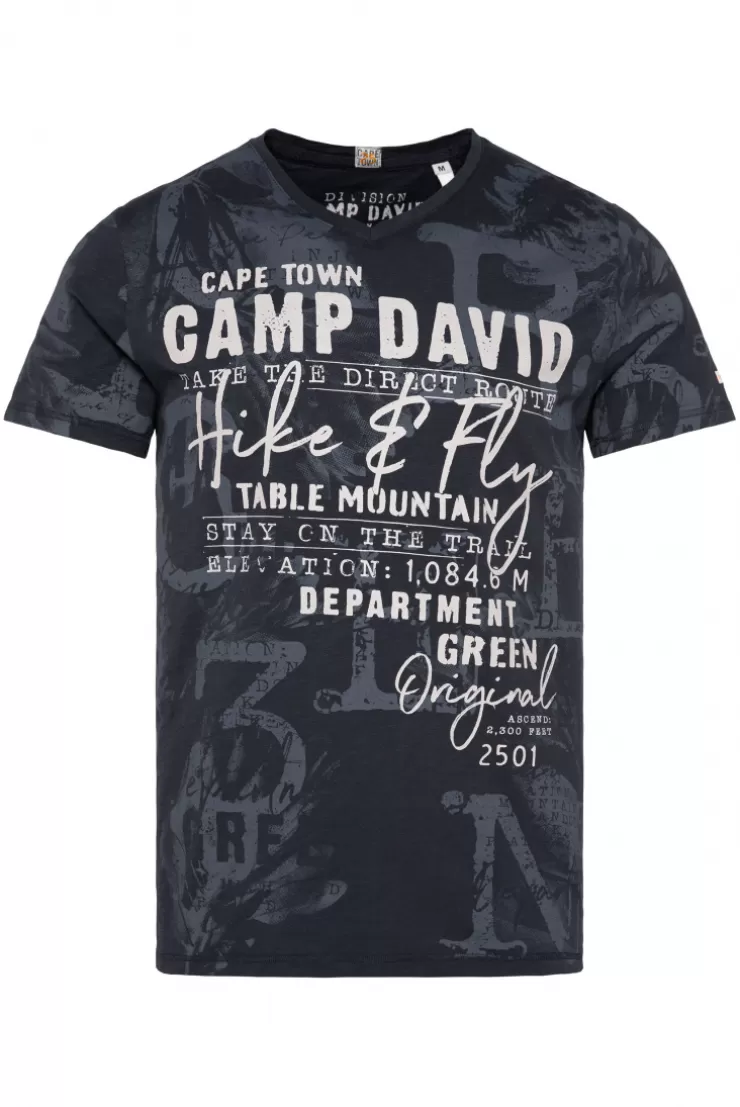 CAMP DAVID & SOCCX T-Shirt V-Neck mit All Over Print blue navy bluenavy Shop