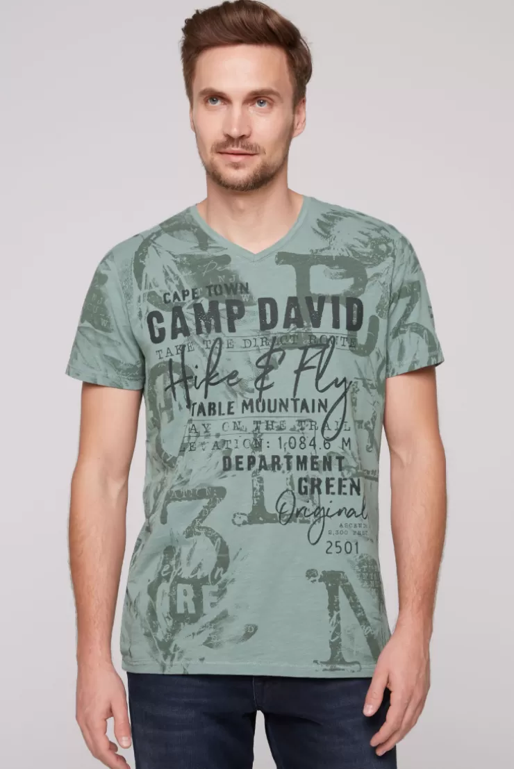 CAMP DAVID & SOCCX T-Shirt V-Neck mit All Over Print teal Best