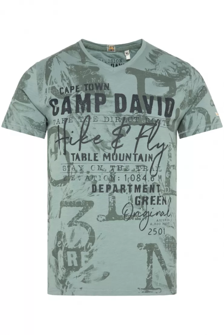 CAMP DAVID & SOCCX T-Shirt V-Neck mit All Over Print teal Best