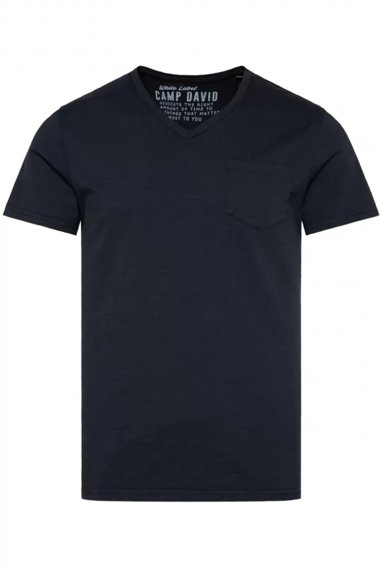 CAMP DAVID & SOCCX T-Shirt V-Neck mit Brusttasche blue navy | S bluenavy Store