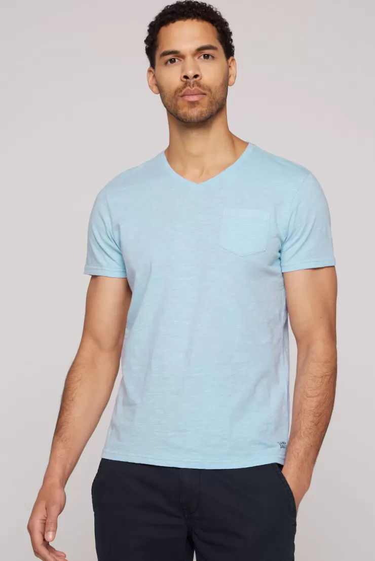 CAMP DAVID & SOCCX T-Shirt V-Neck mit Brusttasche summer blue | S summerblue Store