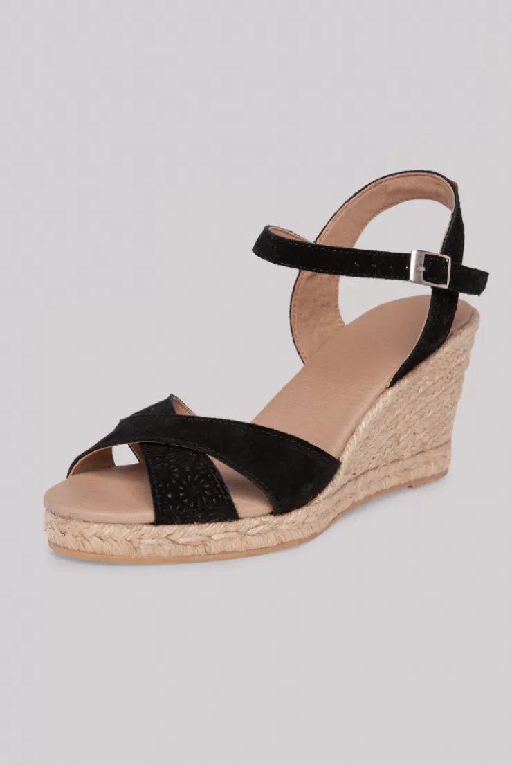 CAMP DAVID & SOCCX Veloursleder-Espadrille mit Keilabsatz black Fashion