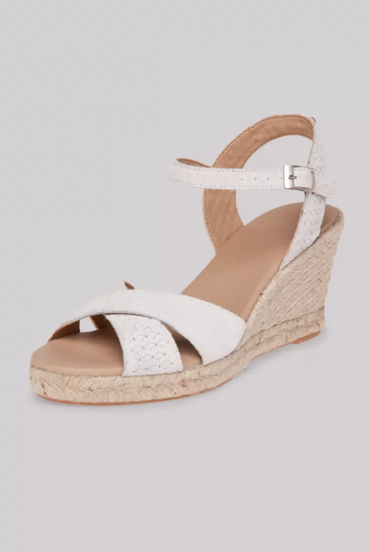 CAMP DAVID & SOCCX Veloursleder-Espadrille mit Keilabsatz ivory Cheap