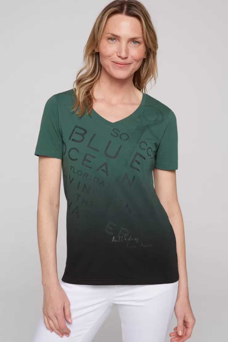 CAMP DAVID & SOCCX V-Shirt Dip Dye mit Anker-Print dark green darkgreen Flash Sale