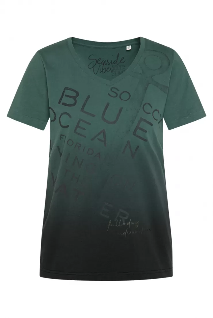 CAMP DAVID & SOCCX V-Shirt Dip Dye mit Anker-Print dark green darkgreen Flash Sale