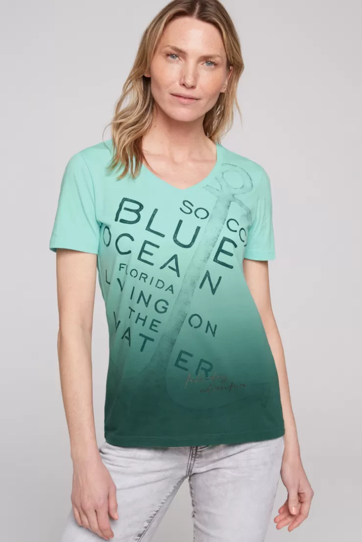 CAMP DAVID & SOCCX V-Shirt Dip Dye mit Anker-Print flash aqua flashaqua Online