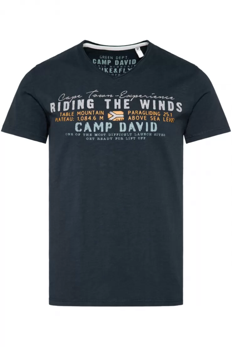 CAMP DAVID & SOCCX V-Shirt mit Flockprint blue navy bluenavy Hot