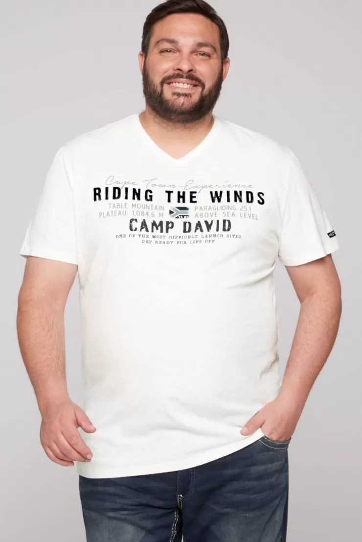 CAMP DAVID & SOCCX V-Shirt mit Flockprint ivory Best