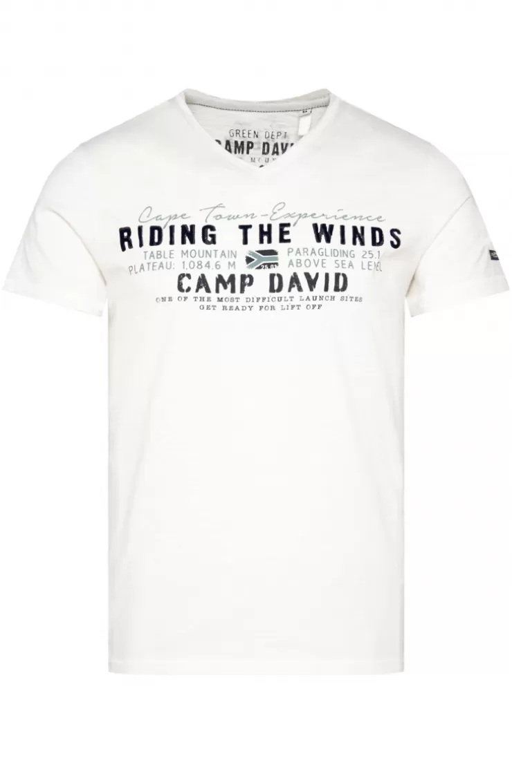 CAMP DAVID & SOCCX V-Shirt mit Flockprint ivory Best