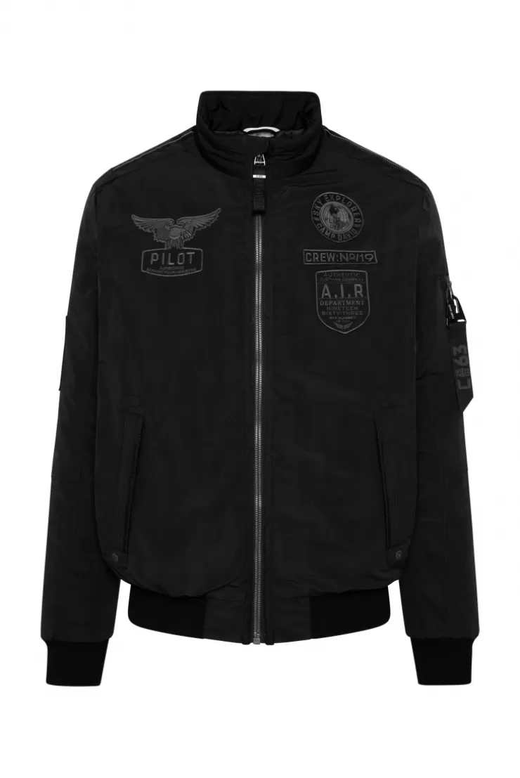 CAMP DAVID & SOCCX Wattierter Fliegerblouson mit Patches black New