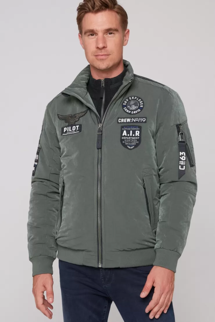 CAMP DAVID & SOCCX Wattierter Fliegerblouson mit Patches khale green khalegreen Best Sale