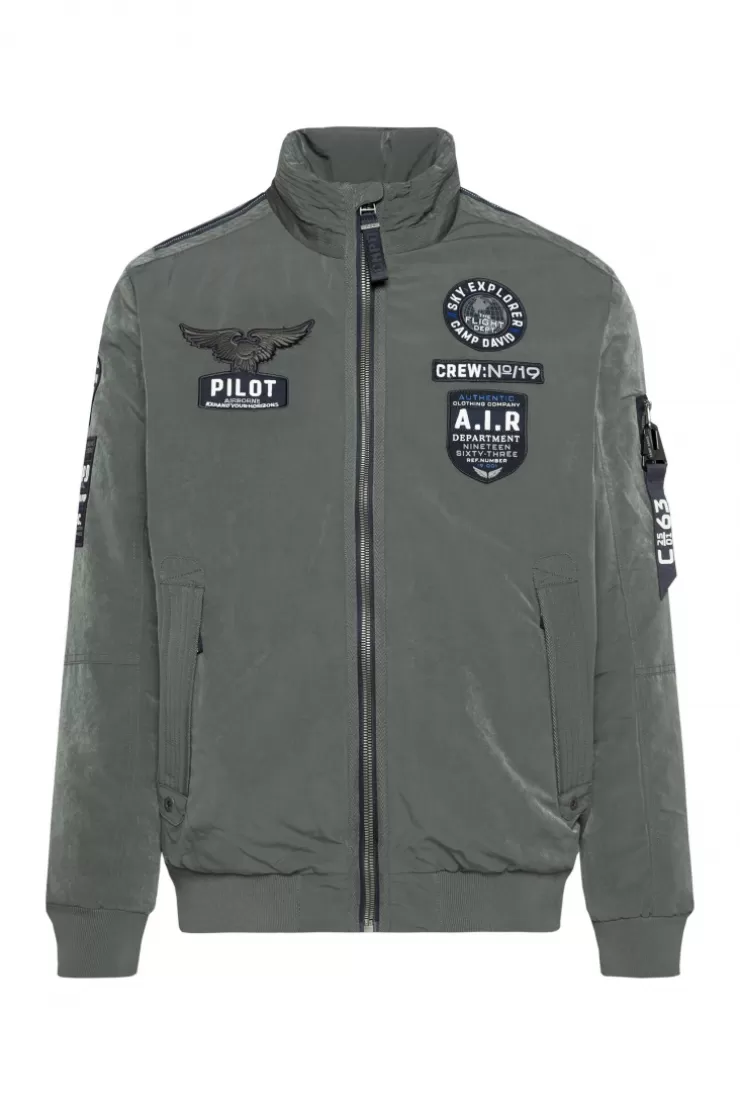 CAMP DAVID & SOCCX Wattierter Fliegerblouson mit Patches khale green khalegreen Best Sale