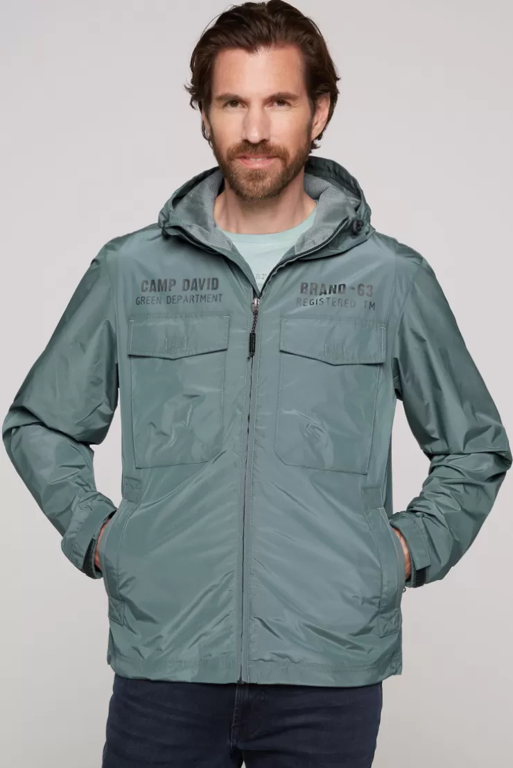 CAMP DAVID & SOCCX Windbreaker-Jacke mit Kapuze und Rückenprint teal Clearance