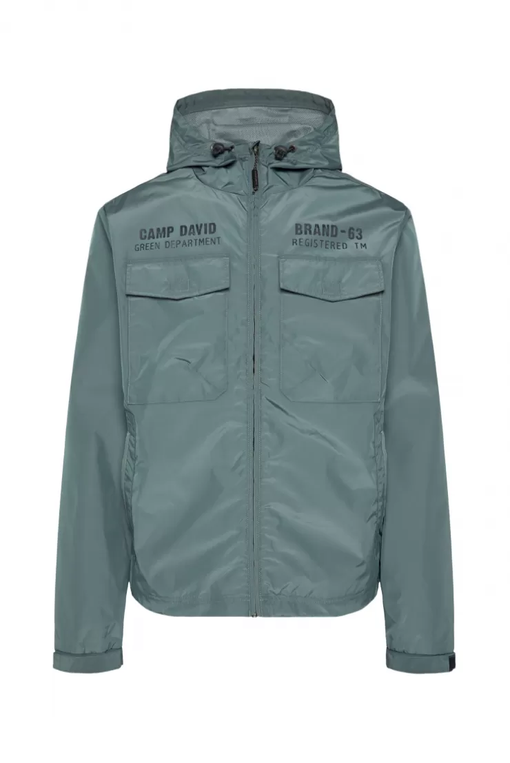 CAMP DAVID & SOCCX Windbreaker-Jacke mit Kapuze und Rückenprint teal Clearance