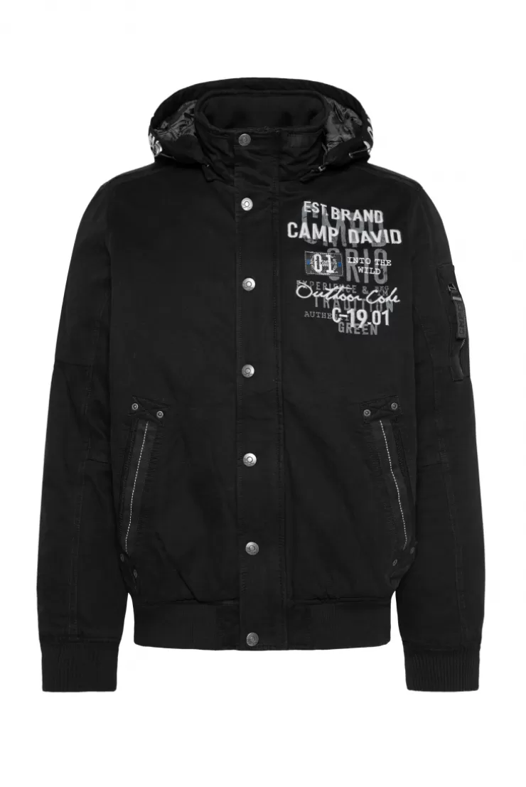 CAMP DAVID & SOCCX Winterblouson mit abtrennbarer Kapuze und Artworks black Sale